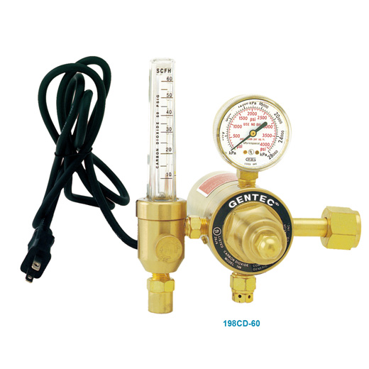 GENTEC 198CD-60 Electrically Heated Flowmeter Regulator for CO2